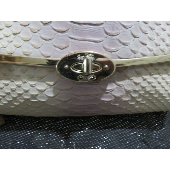 COACH Madison Cream Python Embossed Leather Turn Lock Chain Crossbody - Picture 9 of 11